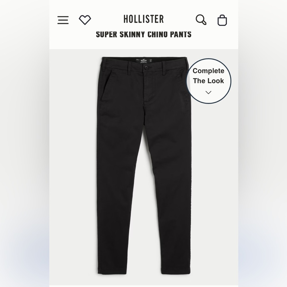 Bundle of Mens Hollister super skinny chino pants with advanced stretch W28 L30